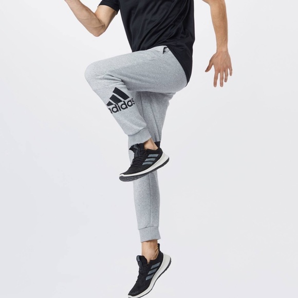 adidas Other - Adidas Men’s 3 Stripe Gym Training Gray Regular Sweatpants Cuffed Sz Large